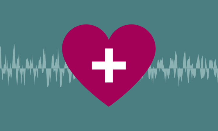 heart-first-aid-sound-waves-podcast-1 Graphic of a heart with a cross and a soundwave in the background